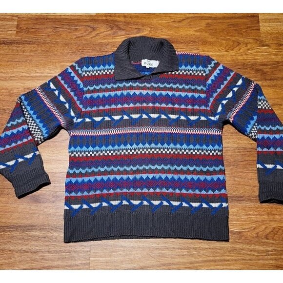Vintage‎ DS Duke Fair Isle Style Collared Sweater Size M - Picture 1 of 6